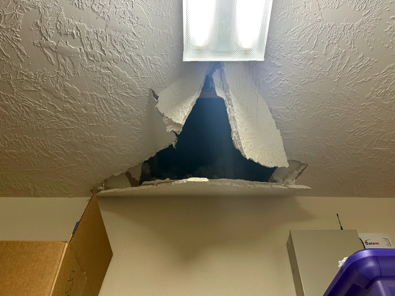 Large Ceiling Hole Dry Wall Broken