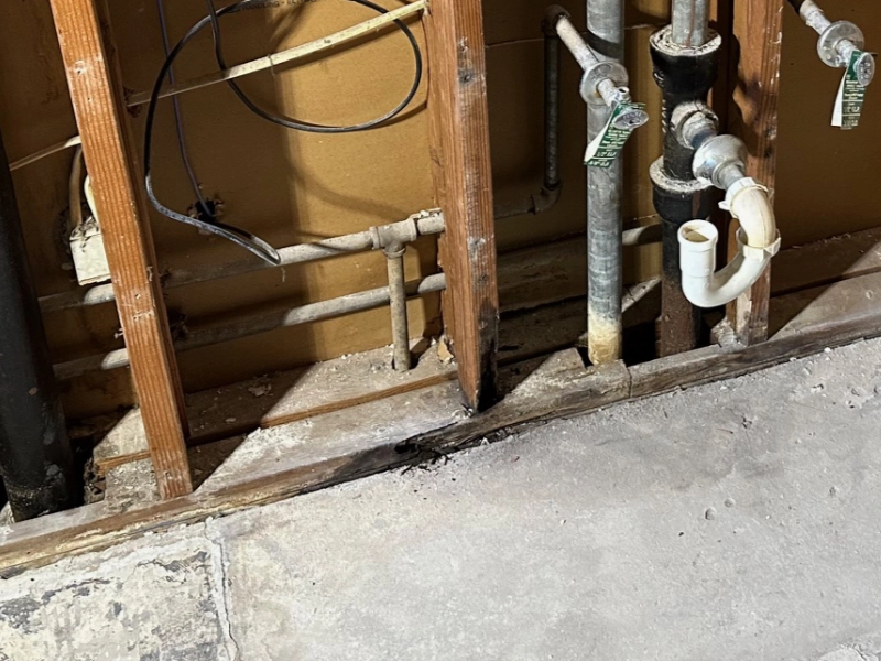 Rotted Water Damage Wood Stud and Sill Plate